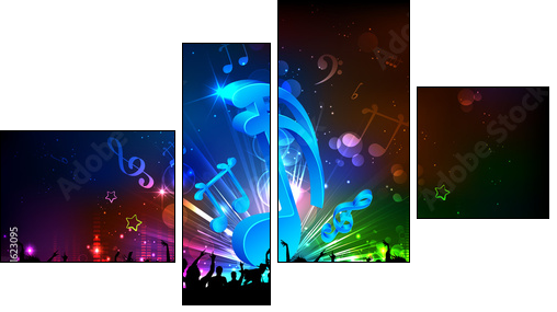 Musical Party Background - Vierteiliges Leinwandbild, Viertychon