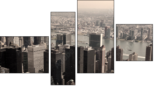 Skyline of Manhattan - sepia image - Vierteiliges Leinwandbild, Viertychon