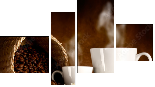 CaffÃ¨ in tazza - Vierteiliges Leinwandbild, Viertychon