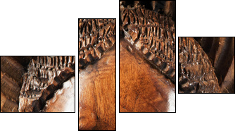 Carved face in the wood - Vierteiliges Leinwandbild, Viertychon