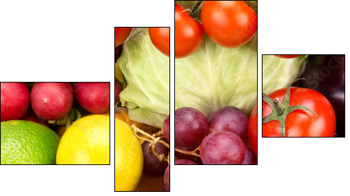 bright background  of vegetables and fruits - Vierteiliges Leinwandbild, Viertychon