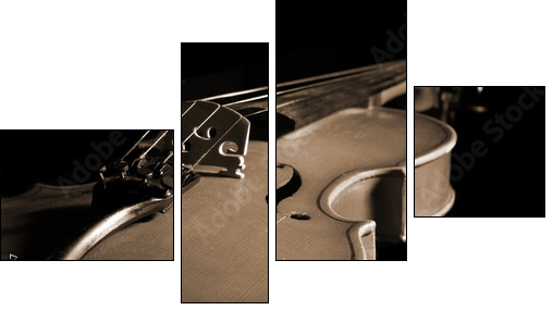 violin isolated on black - Vierteiliges Leinwandbild, Viertychon
