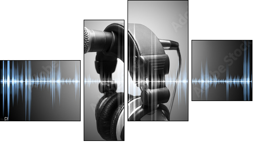 concepto de musica y grabacion en estudio - Vierteiliges Leinwandbild, Viertychon