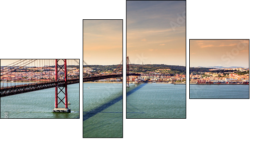 Bridge of 25th of April, Lisbon - Vierteiliges Leinwandbild, Viertychon