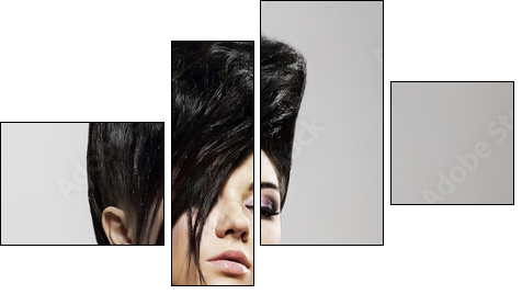 Updo Hair. Woman with Trendy Hairstyle with Diamond Earrings - Vierteiliges Leinwandbild, Viertychon