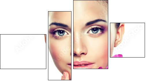 Beauty Portrait. Beautiful Spa Woman Touching her Face - Vierteiliges Leinwandbild, Viertychon