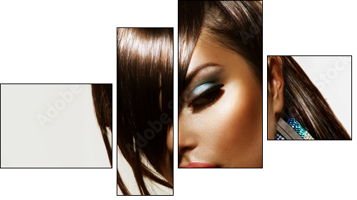 Fashion Beauty Girl. Stylish Haircut and Makeup - Vierteiliges Leinwandbild, Viertychon