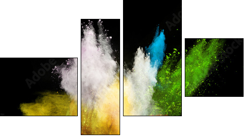 launched colorful powder - Vierteiliges Leinwandbild, Viertychon