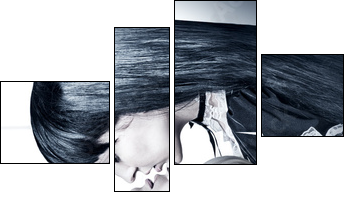 Two young beautiful woman twins kissing - Vierteiliges Leinwandbild, Viertychon