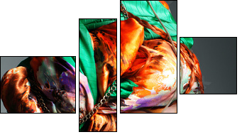 photo of redheaded girl in a head-dress from the coloured fabric - Vierteiliges Leinwandbild, Viertychon