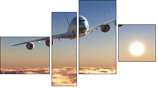 Passenger plane - Vierteiliges Leinwandbild, Viertychon