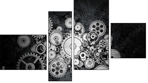 Grunge Cog Wheels - Vierteiliges Leinwandbild, Viertychon
