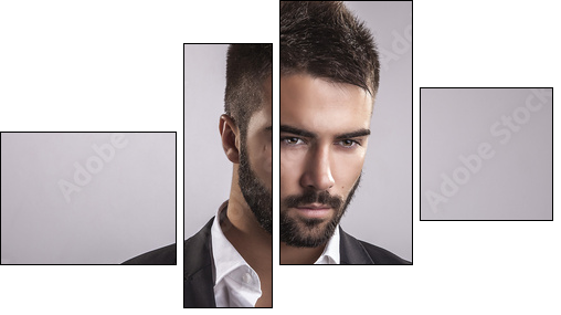 Elegant young handsome man. Studio fashion portrait. - Vierteiliges Leinwandbild, Viertychon