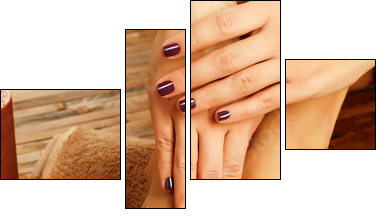 female feet at spa salon on pedicure procedure - Vierteiliges Leinwandbild, Viertychon