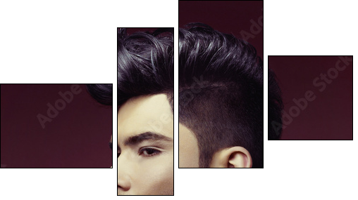 Man with stylish haircut - Vierteiliges Leinwandbild, Viertychon