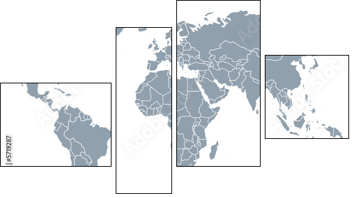 weltkarte, world map - Vierteiliges Leinwandbild, Viertychon
