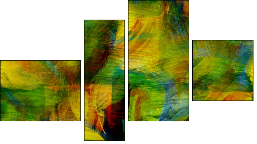 seamless cubism green, yellow abstract art Picasso texture water - Vierteiliges Leinwandbild, Viertychon
