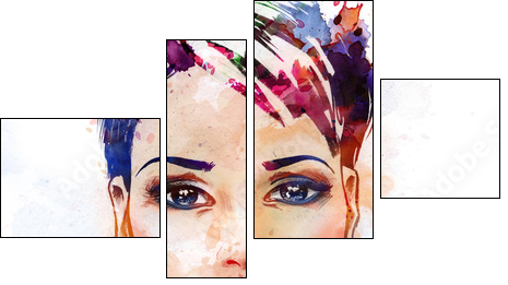 Fashion illustration of the beautiful girl - Vierteiliges Leinwandbild, Viertychon