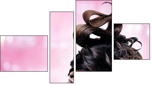Face of beautiful woman with fashion hairstyle and glamour makeu - Vierteiliges Leinwandbild, Viertychon