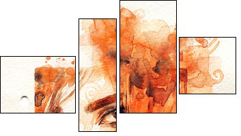 Beautiful woman. watercolor illustration - Vierteiliges Leinwandbild, Viertychon