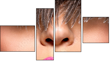 Closeup Beautiful female lips with pink  lipstick - Vierteiliges Leinwandbild, Viertychon