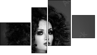 Beautiful woman with fashion hairstyle - Vierteiliges Leinwandbild, Viertychon