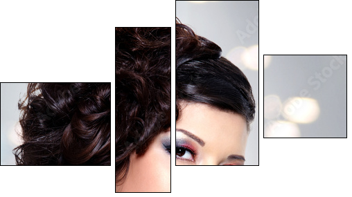 Young beautiful woman with modern hairstyle - Vierteiliges Leinwandbild, Viertychon