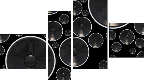 Loud Speakers Background - Vierteiliges Leinwandbild, Viertychon