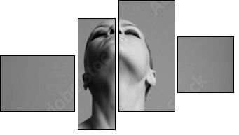 nude elegant girl with the gloves. Studio fashion photo. - Vierteiliges Leinwandbild, Viertychon
