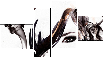 Beautiful woman. watercolor illustration - Vierteiliges Leinwandbild, Viertychon