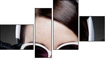 gorgeous caucasian brunette with sunglasses - Vierteiliges Leinwandbild, Viertychon