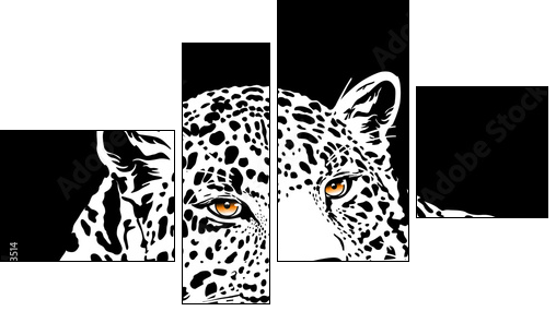 leopard with gold eyes - Vierteiliges Leinwandbild, Viertychon