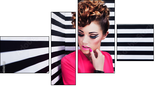 Beautiful young woman with professional party make up - Vierteiliges Leinwandbild, Viertychon