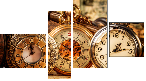 Vintage pocket watch - Vierteiliges Leinwandbild, Viertychon