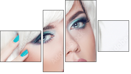 Blond girl. Jewelry. Makeup. Fashion Beauty Woman Portrait with - Vierteiliges Leinwandbild, Viertychon