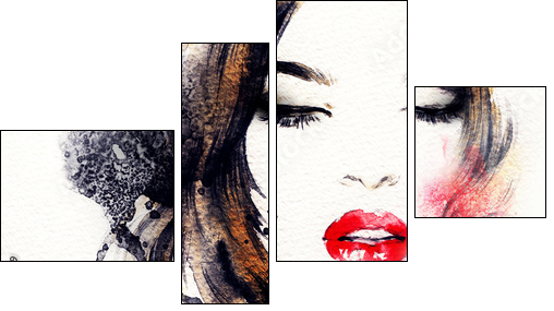 abstract  woman portrait - Vierteiliges Leinwandbild, Viertychon