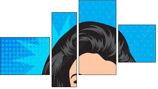 cute retro woman in comics style - Vierteiliges Leinwandbild, Viertychon