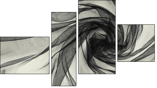 Black tulle background - Vierteiliges Leinwandbild, Viertychon