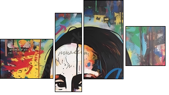 Mona Lisa | Graffiti | Pop Art - Vierteiliges Leinwandbild, Viertychon