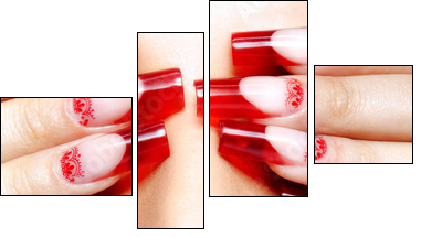 Acrylic nails manicure - Vierteiliges Leinwandbild, Viertychon