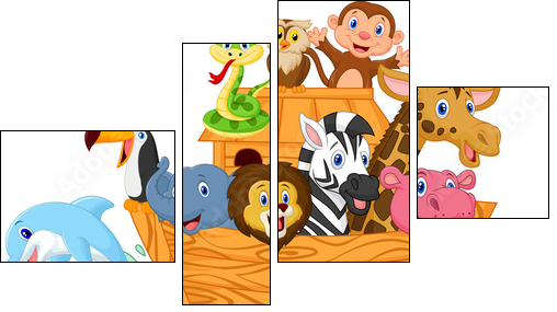Noah's Ark cartoon - Vierteiliges Leinwandbild, Viertychon