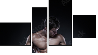Strong Athletic Man Fitness Model Torso showing big muscles - Vierteiliges Leinwandbild, Viertychon