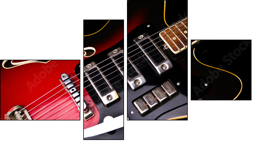 Close up of music guitar - Vierteiliges Leinwandbild, Viertychon