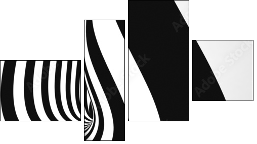 Black and White Stripes Projection on Torus. - Vierteiliges Leinwandbild, Viertychon