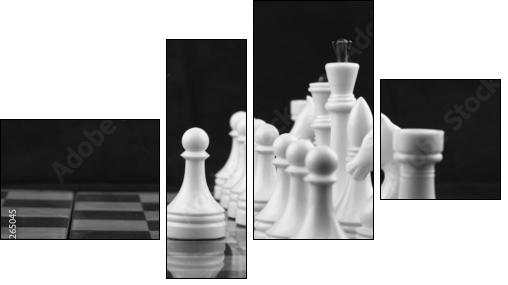 Chess white on black - Vierteiliges Leinwandbild, Viertychon