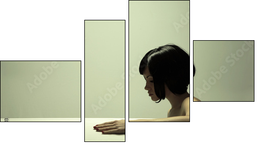 Fine art portrait of elegant girl. Studio photo. Beautiful woman - Vierteiliges Leinwandbild, Viertychon