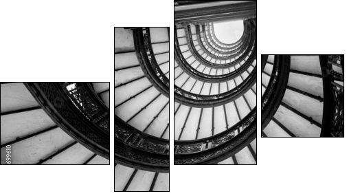 Low angle view of spiral staircase, Chicago, Cook County, Illino - Vierteiliges Leinwandbild, Viertychon