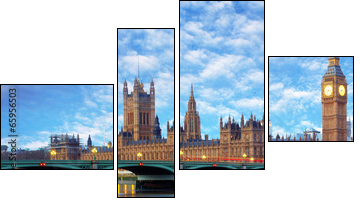 London panorama - Big ben, UK - Vierteiliges Leinwandbild, Viertychon