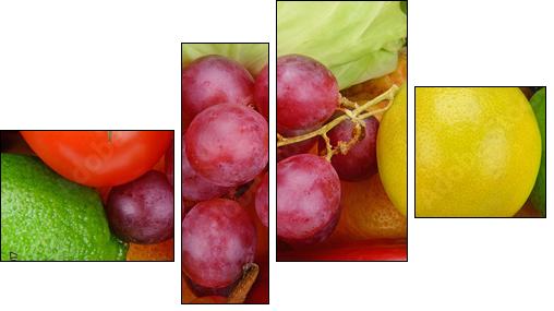bright background  of vegetables and fruits - Vierteiliges Leinwandbild, Viertychon