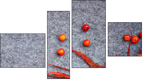 Autumn background . Rowan and leaves - Vierteiliges Leinwandbild, Viertychon